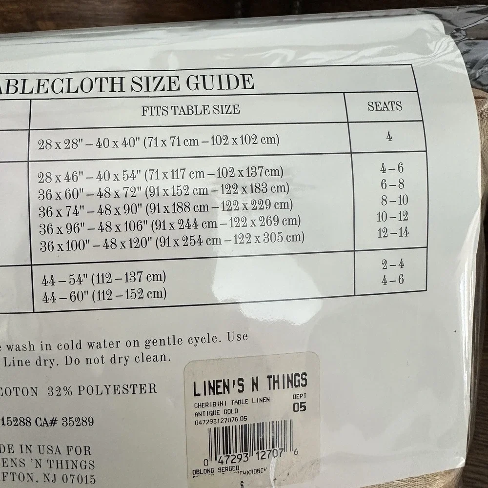 Linens N Things Holiday Tablecloth 60x120 Inch Cheribini Antique Gold Oblong New